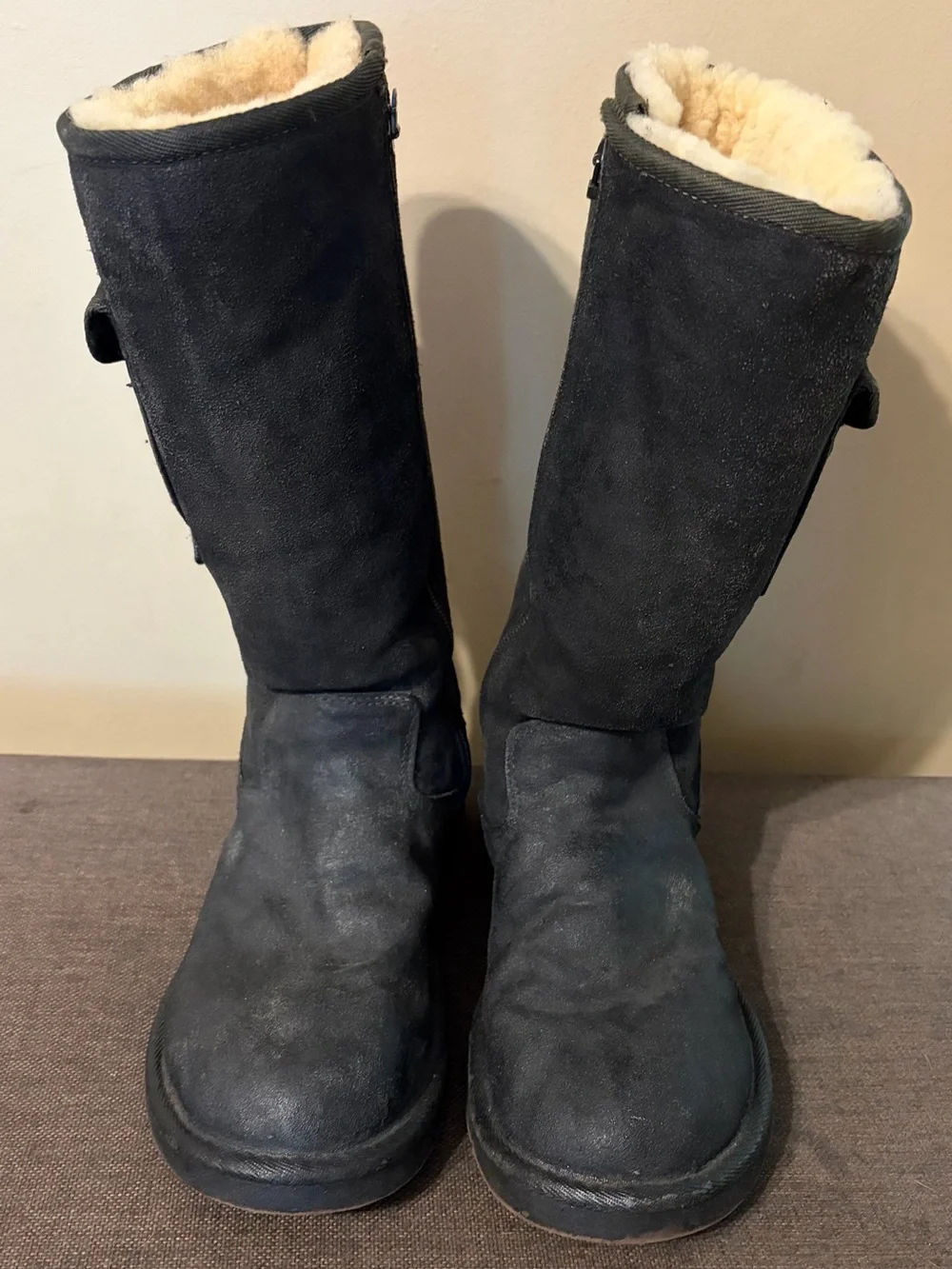 UGG Fleece-Lined Zip & Buckle Boots